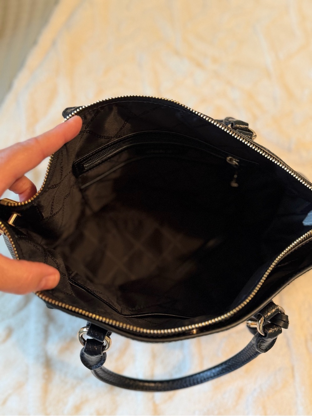 Michael Kors Black Textured Satchel with Gold Hardware - Picture 4 of 6